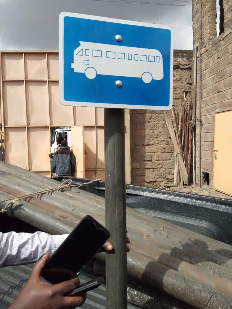 Recycled plastic bus stop sign post